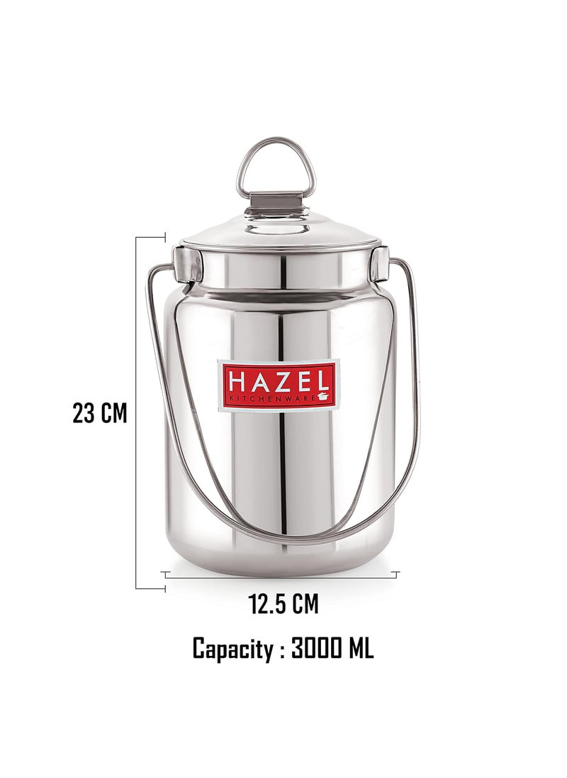 HAZEL Stainless Steel Plain Barani, 3 LTR, Silver