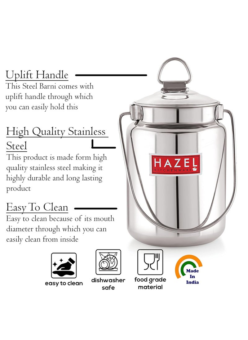 HAZEL Stainless Steel Plain Barani, 3 LTR, Silver