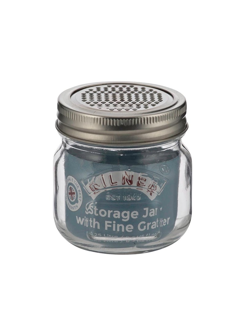 Kilner EST 1842 Borosilicate Premium Storage Jar & Fine Grater Lid 0.25 Litre