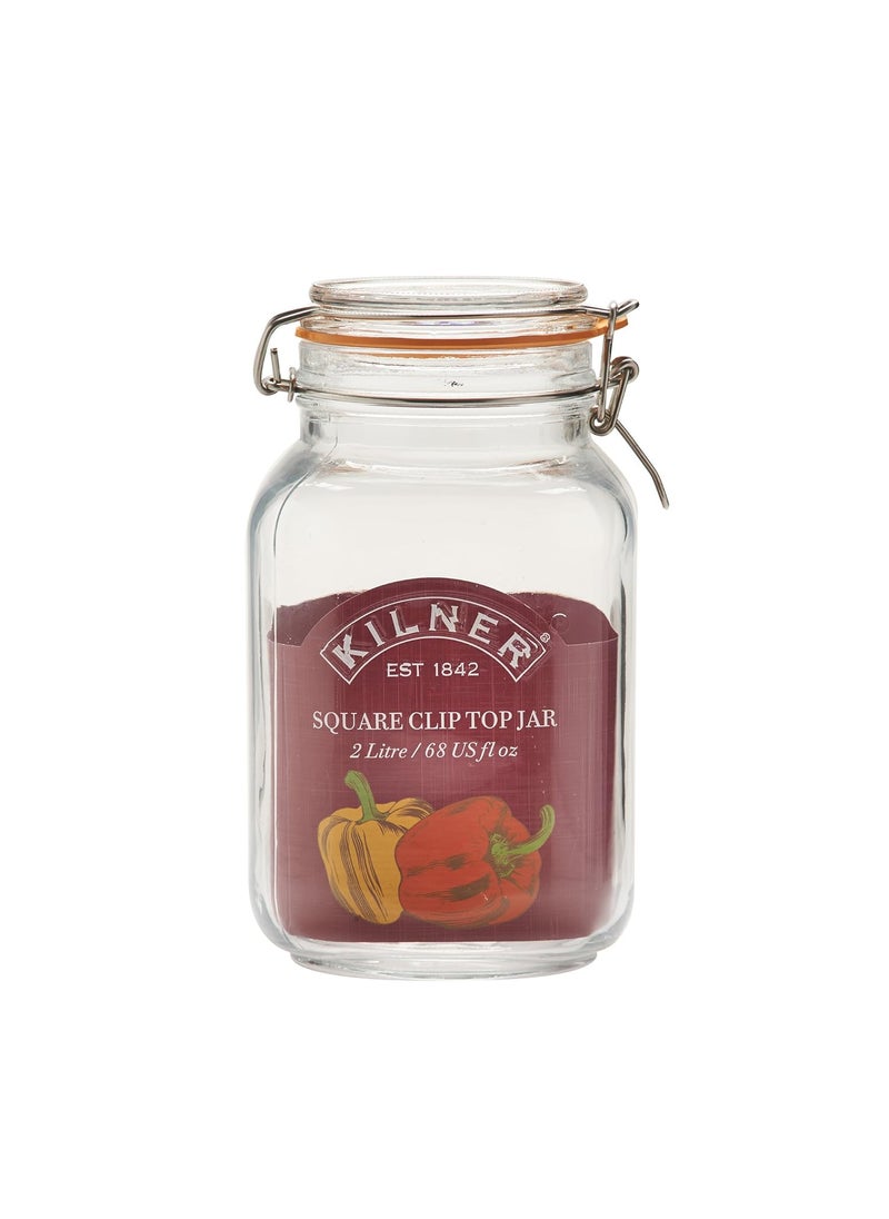 Kilner Square Clip Top Jar 2ltr | Kilner Preservation Jar, Kilner Storage Jar, Kilner Jam Jar with Cliptop Lid
