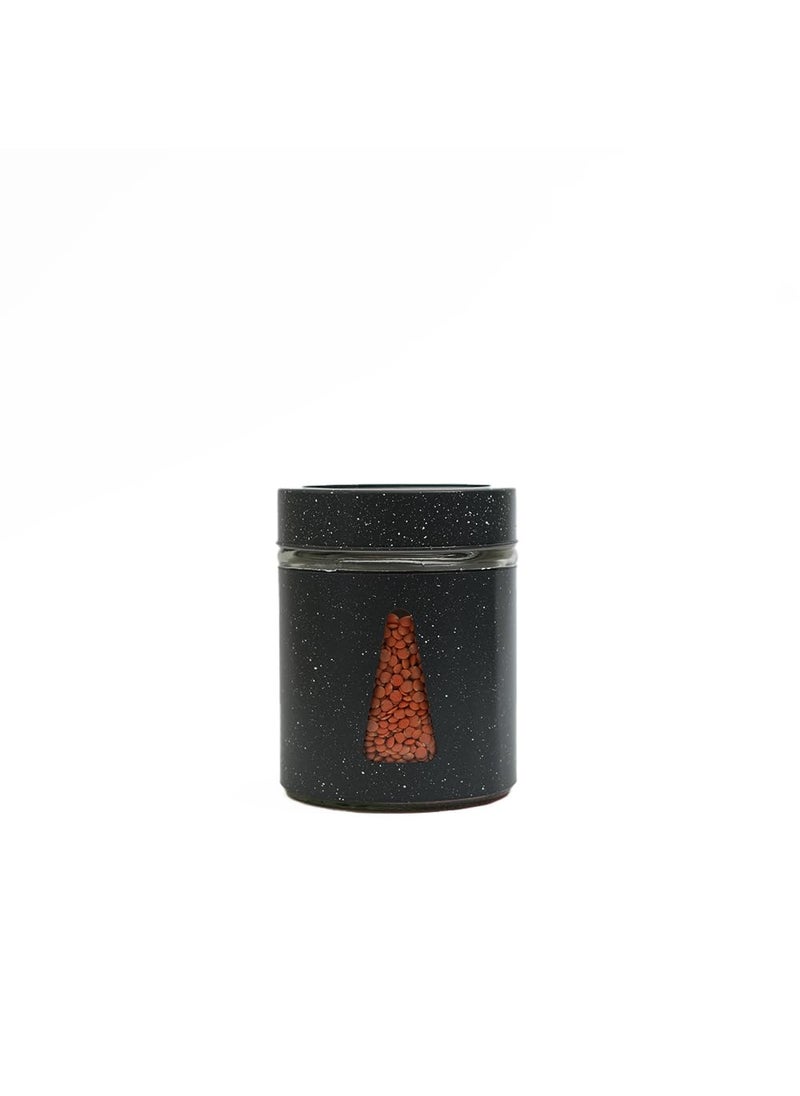Femora Borosilicate Glass Triangular Shape Window with Carbon Steel Jacketed Glass Jars | 1 Year Warranty | Airtght | Jars for Snacks, Fry Food, Masala, Spice, Pickle,Cookies |700 ML| Set Of 1 | Grey