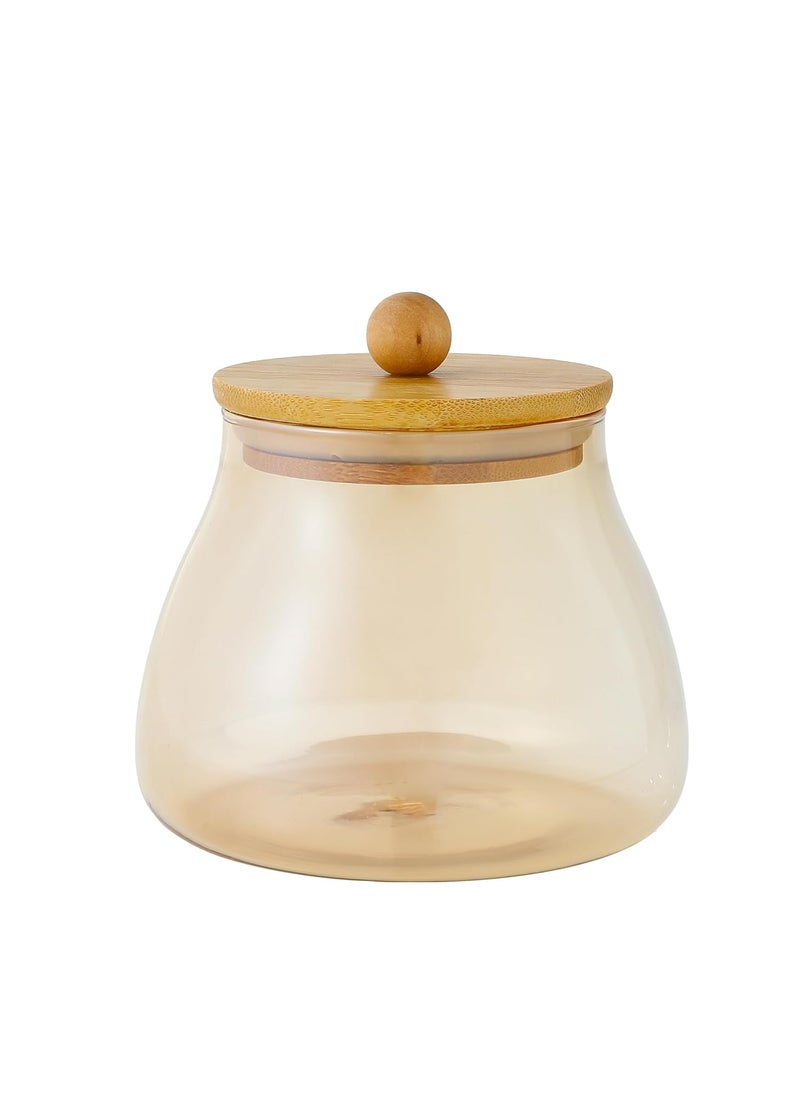 Kuber Industries 500ml BPA Free Borosilicate Glass Jars for Kitchen With Bamboo Lid | Leakproof Airtight Masala Container & Daba Set for Dry Fruit & Spices | Transparent-LP082-AMB