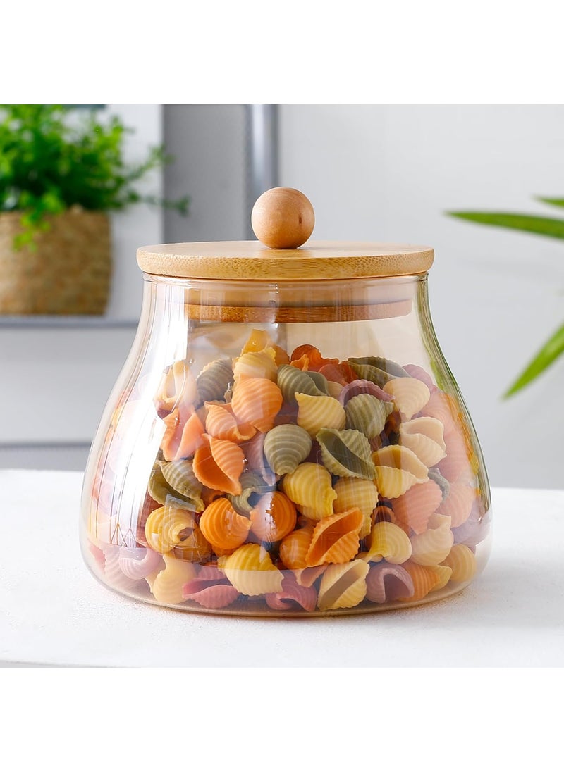 Kuber Industries 500ml BPA Free Borosilicate Glass Jars for Kitchen With Bamboo Lid | Leakproof Airtight Masala Container & Daba Set for Dry Fruit & Spices | Transparent-LP082-AMB