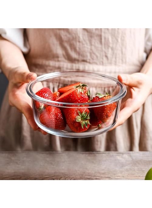 Femora Borosilicate Glass Containers for Kitchen | 1 Year Warranty |Container Boxes for Storage with Air Vent Lid,Microwave Safe (Set of 7-Rentangular-400ml,620ml, Round-380ml & 580ml).