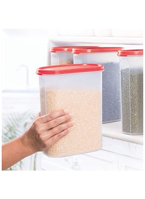 Tupperware MM Oval Container Set for Kitchen Airtight Oval Set for Snacks, Pickle, Sauces, Spices, Dry Fruits, Stackable 2.3L 4pc