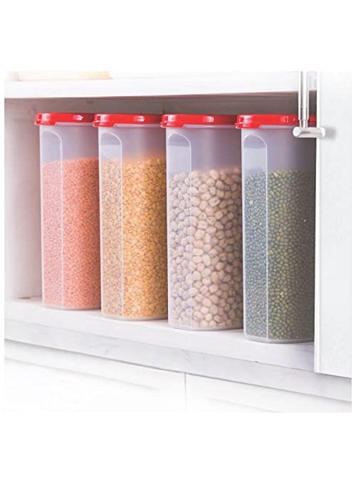Tupperware MM Oval Container Set for Kitchen Airtight Oval Set for Snacks, Pickle, Sauces, Spices, Dry Fruits, Stackable 2.3L 4pc