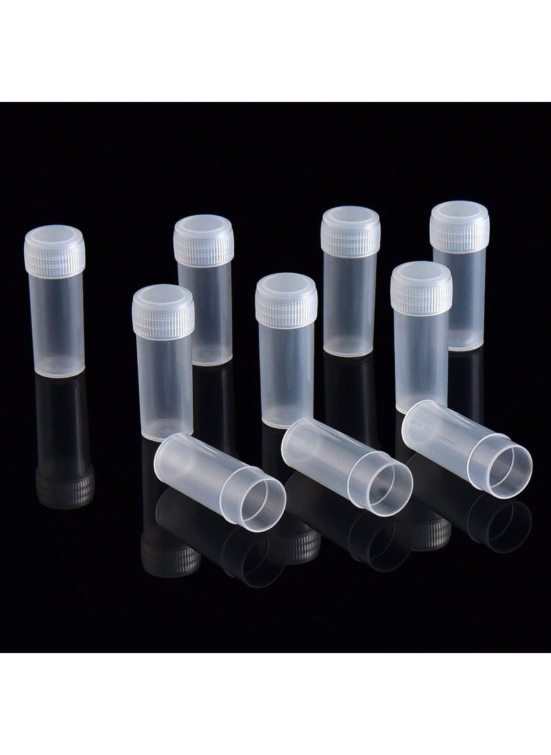 DIY Crafts 5 ml Plastic Sample Bottles Mini Clear Storage Case with Lid for Accessories Parts Small Items DIY Works (Clear/Transparent) + Mini Funnel (720 Botles + Funnel, Clear/Transparent)