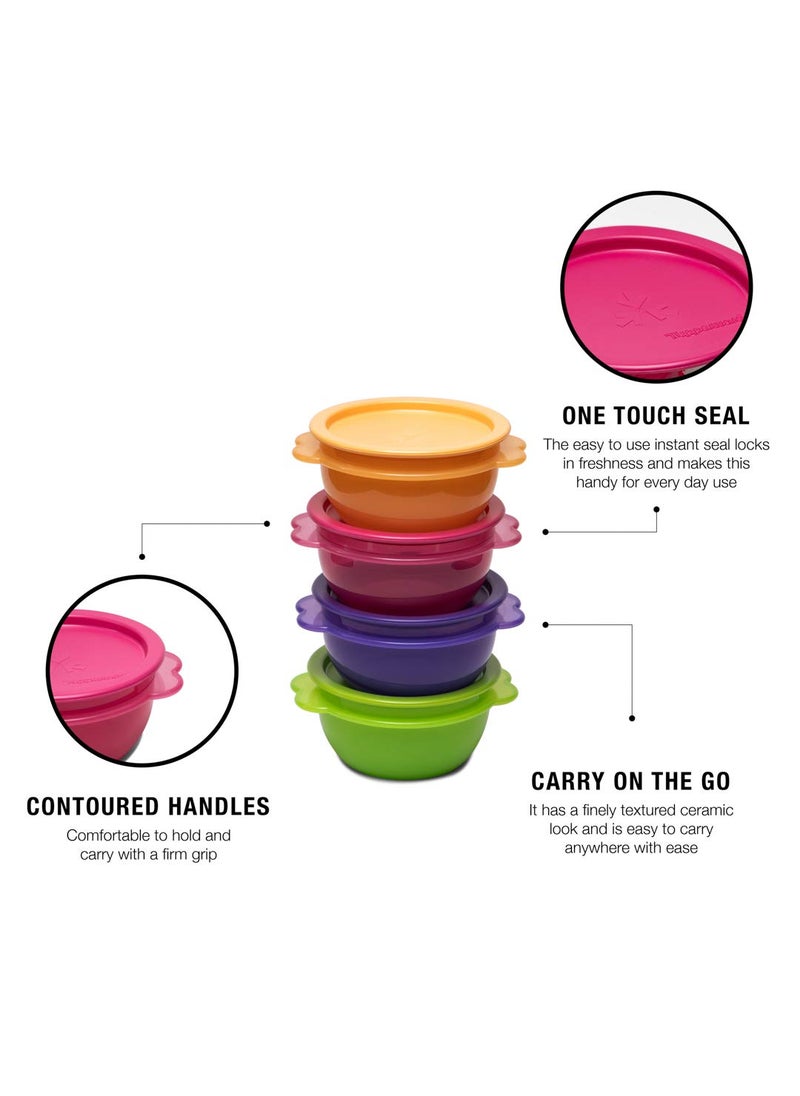 Tupperware Plastic Storage Star Bowl - 500 ml, 4 Pieces, Multicolor