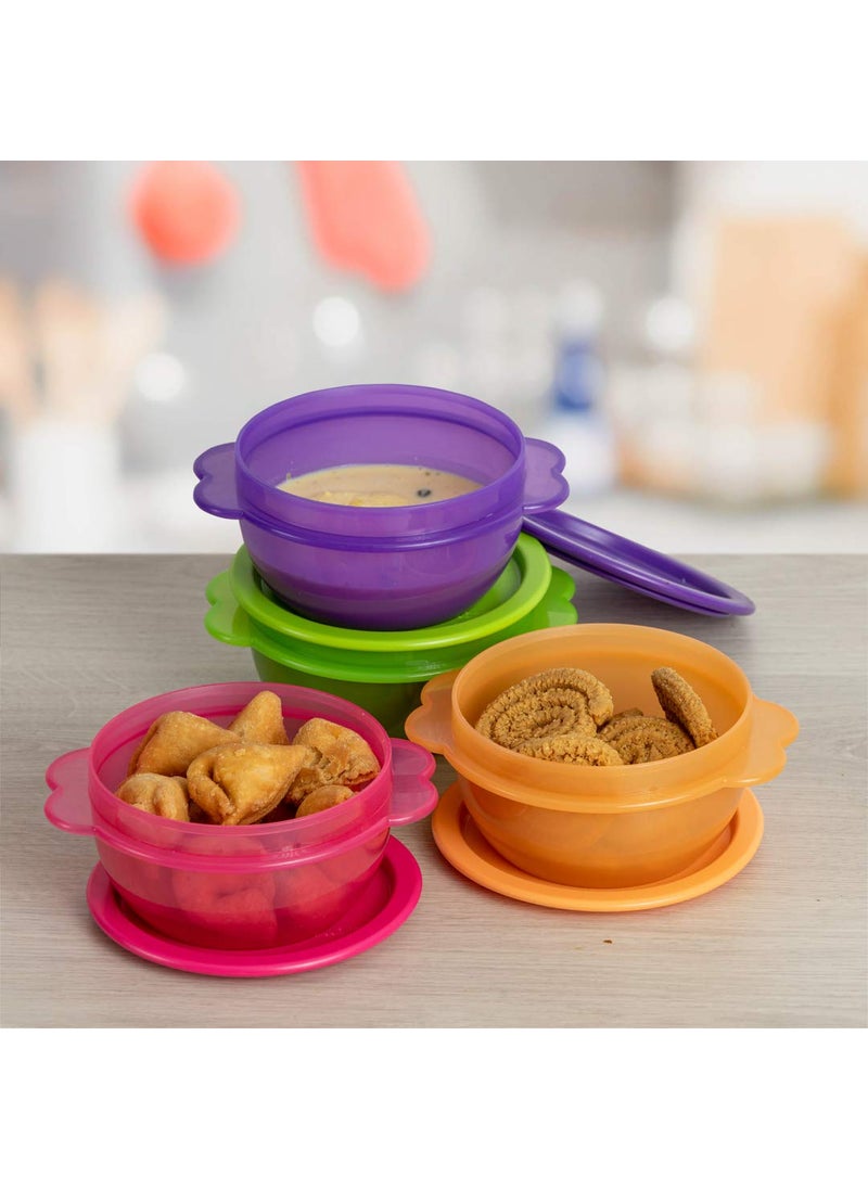 Tupperware Plastic Storage Star Bowl - 500 ml, 4 Pieces, Multicolor