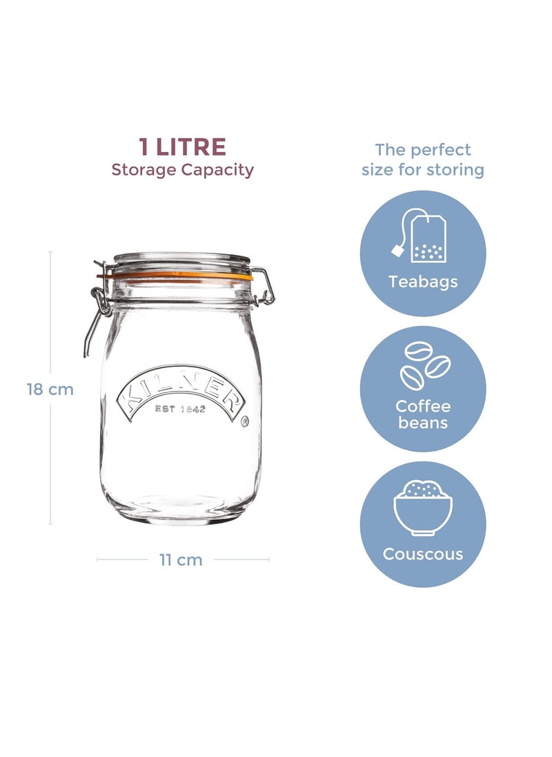 Kilner Round Clip Top Jar, 1 Litre