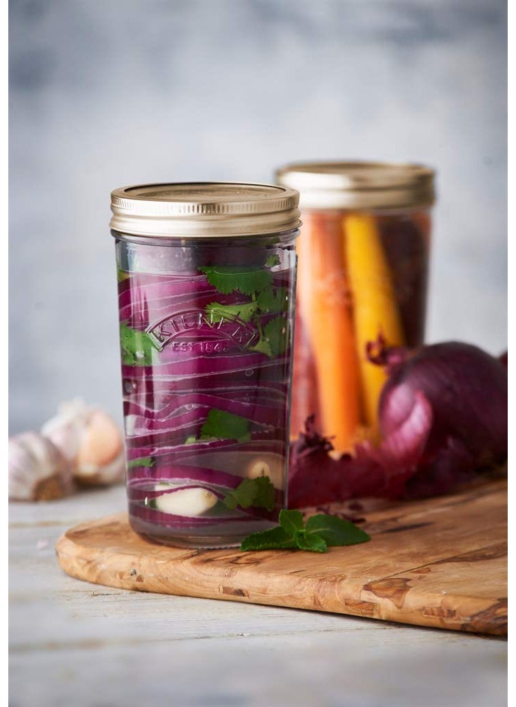 Kilner Wide Mouth Preserve Jar Set of 3 x 0.5L (500ml) Glass Storage Jar with Vacuum Seal Lid Ideal for Preserving Whole Fruits Vegetables Pickles Jams