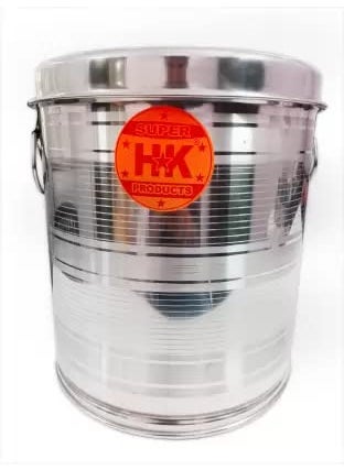 Super HK Stainless Steel Air Tight Atta Tanki/Container/Box/Drum/Pawali/Kothi with Lid (8 Litre)