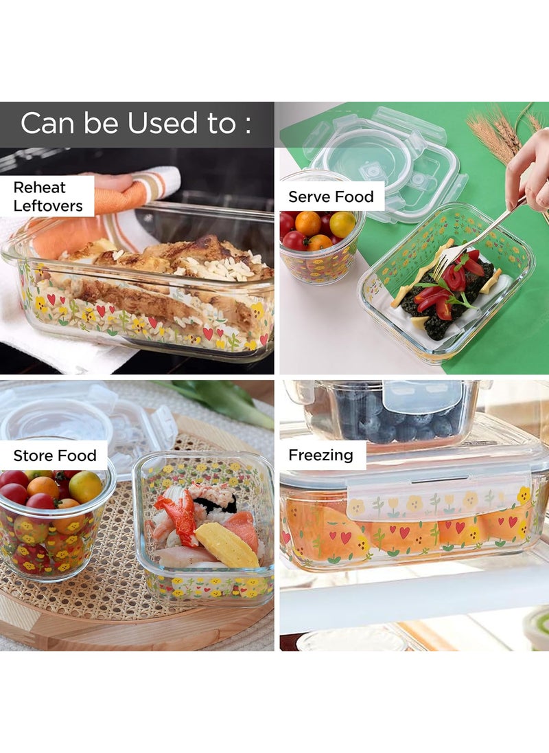 UMAI Pack of 2 Borosilicate Glass Kitchen Containers Set with Airvent Pp Lid | Airtight Round Fridge Storage Boxes for Grains, Pulses, Spices, Snacks | 610 ml 960 ml | Amber