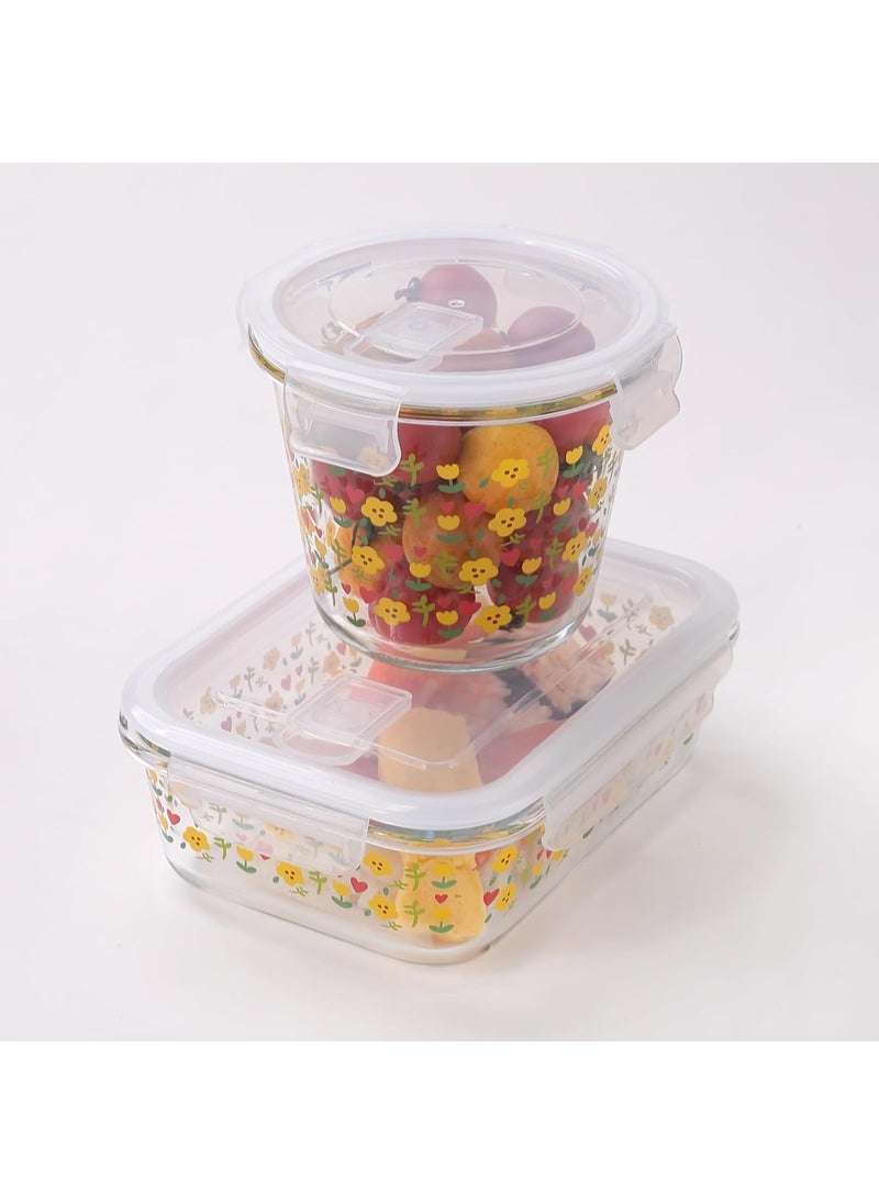 UMAI Pack of 2 Borosilicate Glass Kitchen Containers Set with Airvent Pp Lid | Airtight Round Fridge Storage Boxes for Grains, Pulses, Spices, Snacks | 610 ml 960 ml | Amber