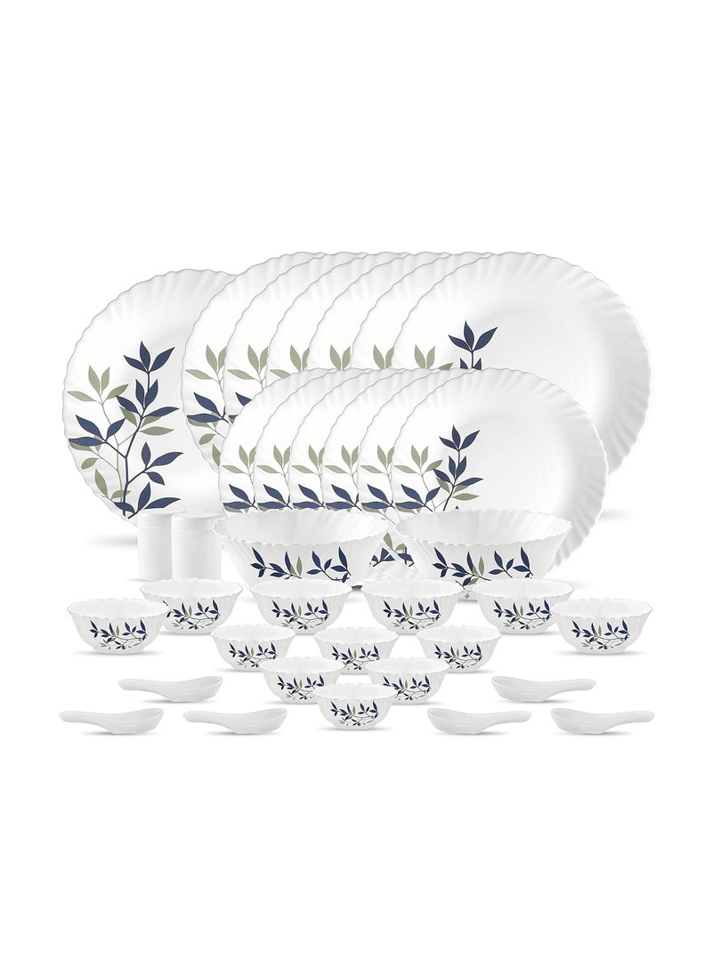 La Opala, Novo Collection, Opal Glass Dinner Set 35 pcs, Silken Charm, White