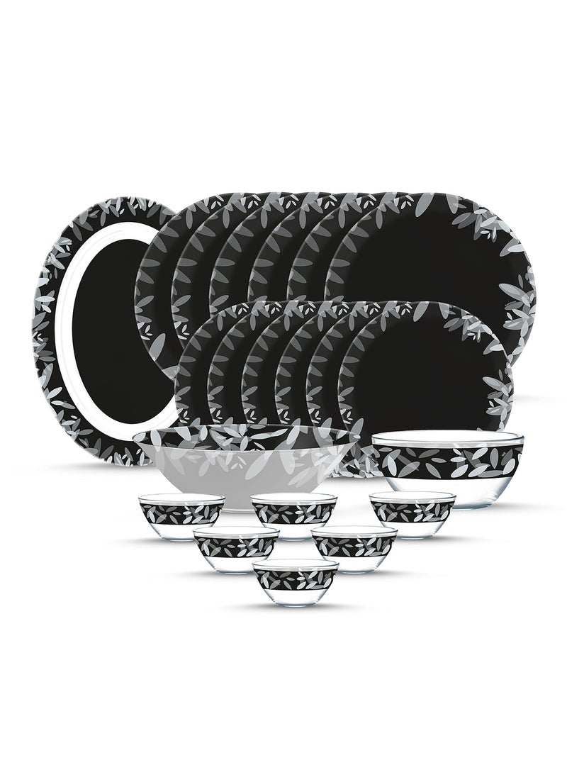 Luminarc printed Pack of 21 pcs sodalime Glass Made in United Arab Emirates(UAE) French Style Design Dinner Set