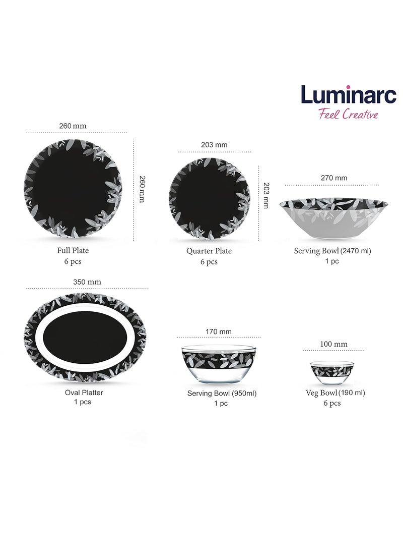 Luminarc printed Pack of 21 pcs sodalime Glass Made in United Arab Emirates(UAE) French Style Design Dinner Set