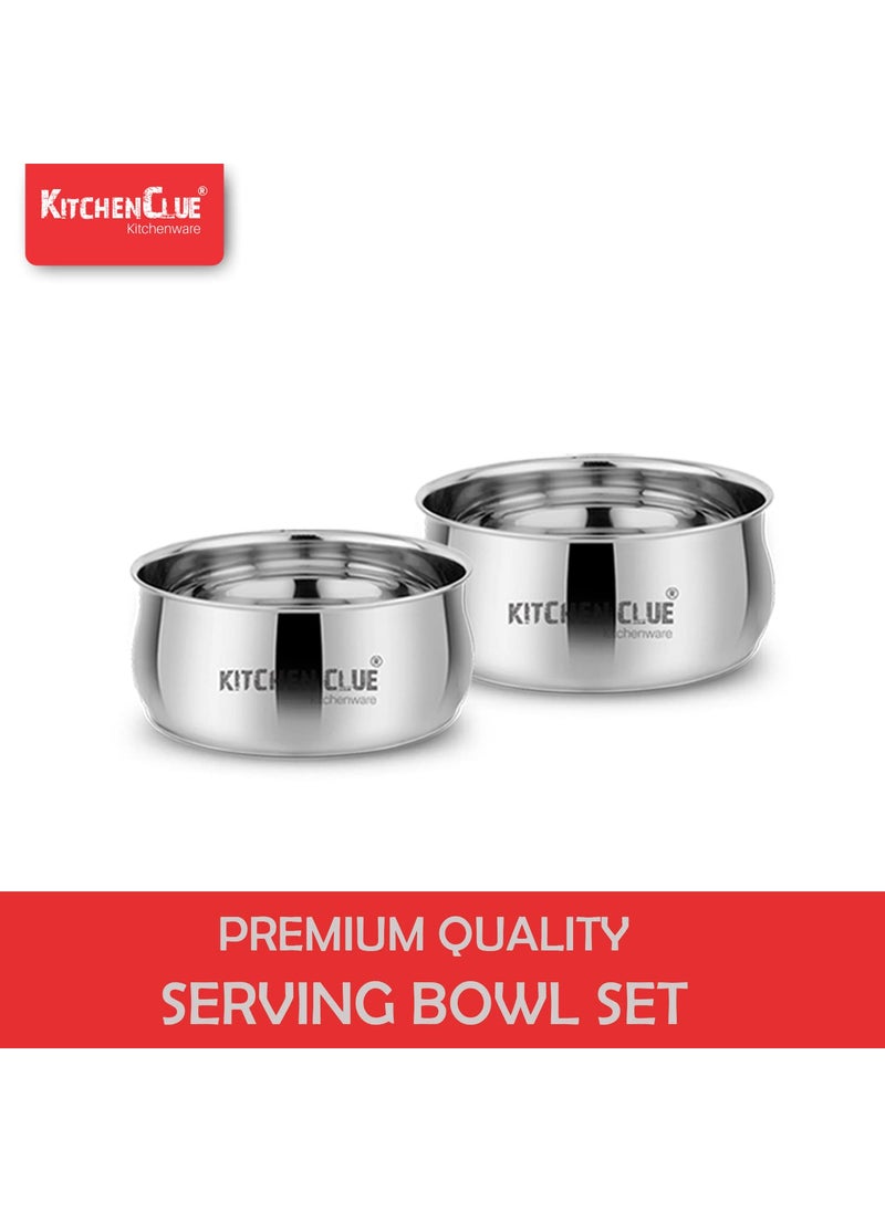 KITCHEN CLUE Classic Stainless Steel Dinner Set of 26 Pcs with Serving Bowl Set - Heavy Guage Quality Steel Kitchen Set for Home - Exclusive & Attractive Silver Touch Design - Unbreakable & Durable