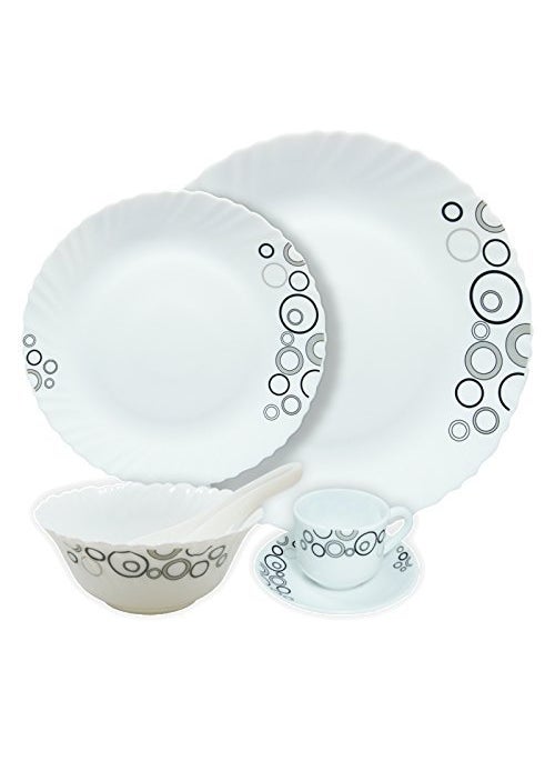 Diva Classique Misty Drops Dinner Set, 21-Pieces, White/Black