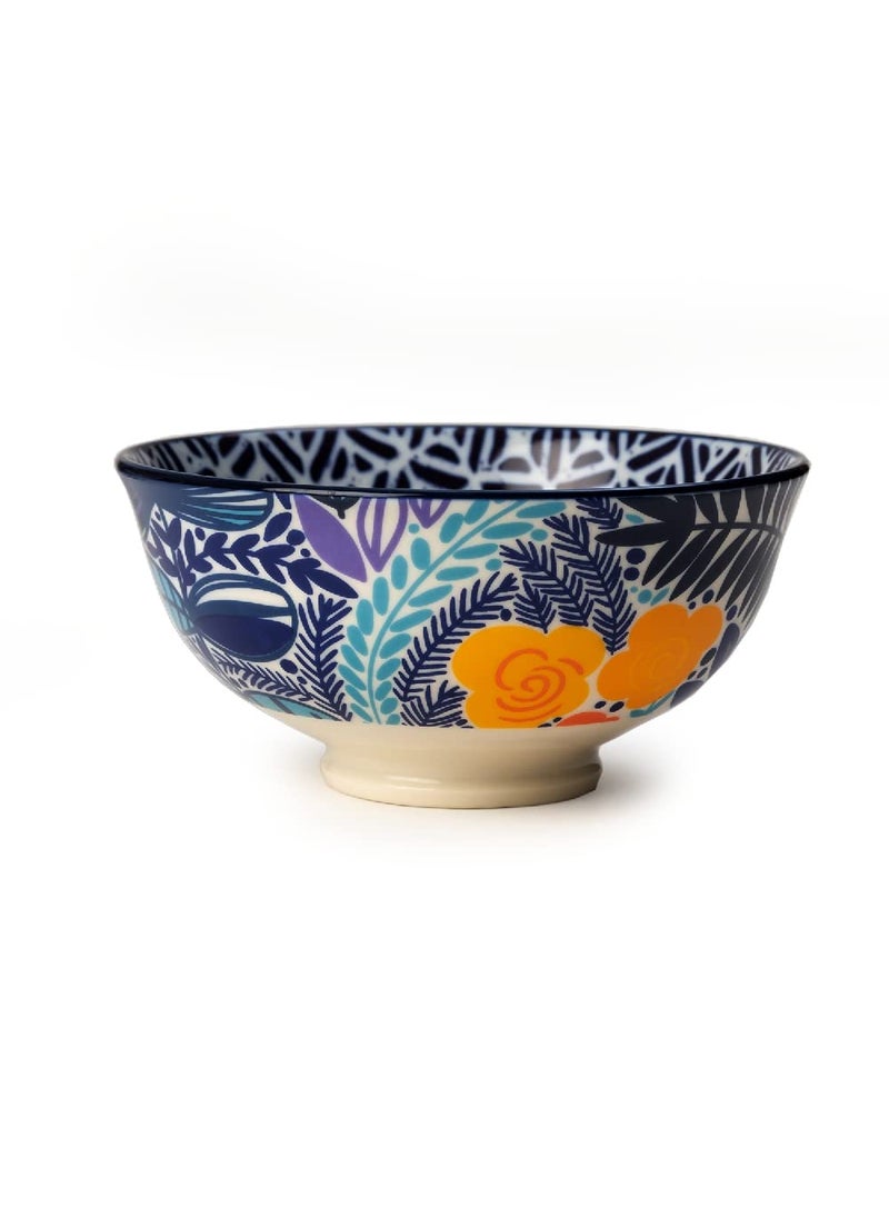 EZ Life Blue Colourful Texture 1 Casserol and 6 Pc Bowls Set - Dinnerware -1 Set, Storage Container, Kitchen Appliance,Casserole Classic Deep Round Oven and Microwave Safe Serving Bowl with Glass Lid