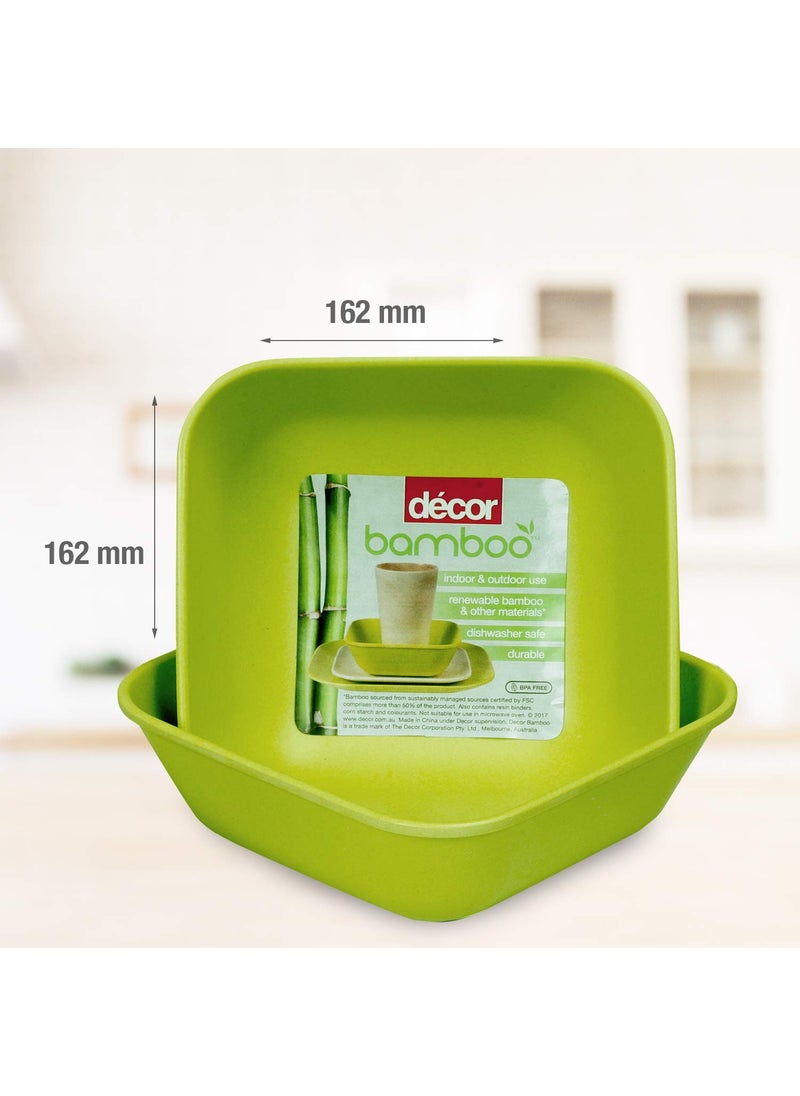 Décor EcoLite Bamboo Dinner Set | Non Toxic Reusable Dinner Plates | 18 Piece Eco-Friendly Dinnerware Gift Set - 4 Large Plates, 4 Small Plates, 2 Large Bowls & 8 Small Bowls (Katoris), Lime