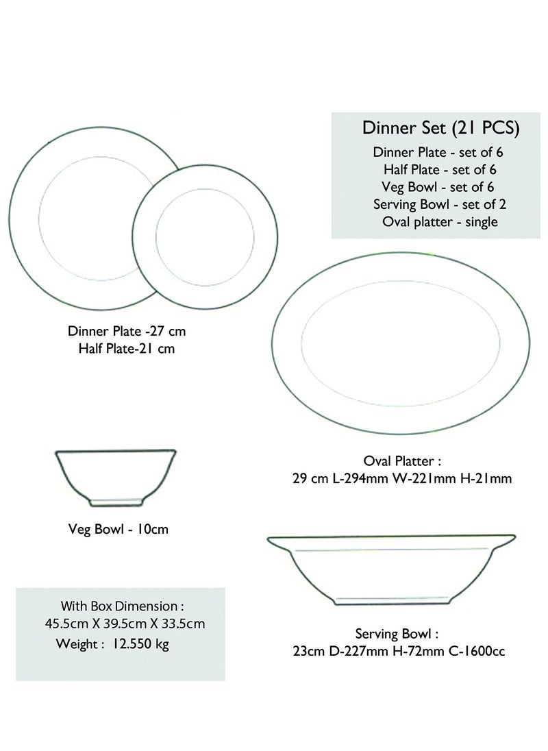Noritake Japan – Premium and Luxurious Porcelain Dinner Set of 21 pcs, for 6 People - NORITAKE Legacy Splendor - 21 Pcs Dinner Set