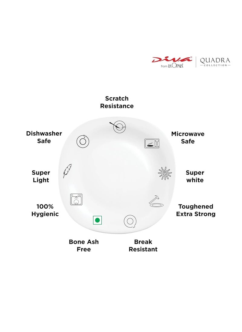 Diva La Opala, Quadra Collection, Opal Glass Floral Dinner Set 29 Pcs, Belladonna, White