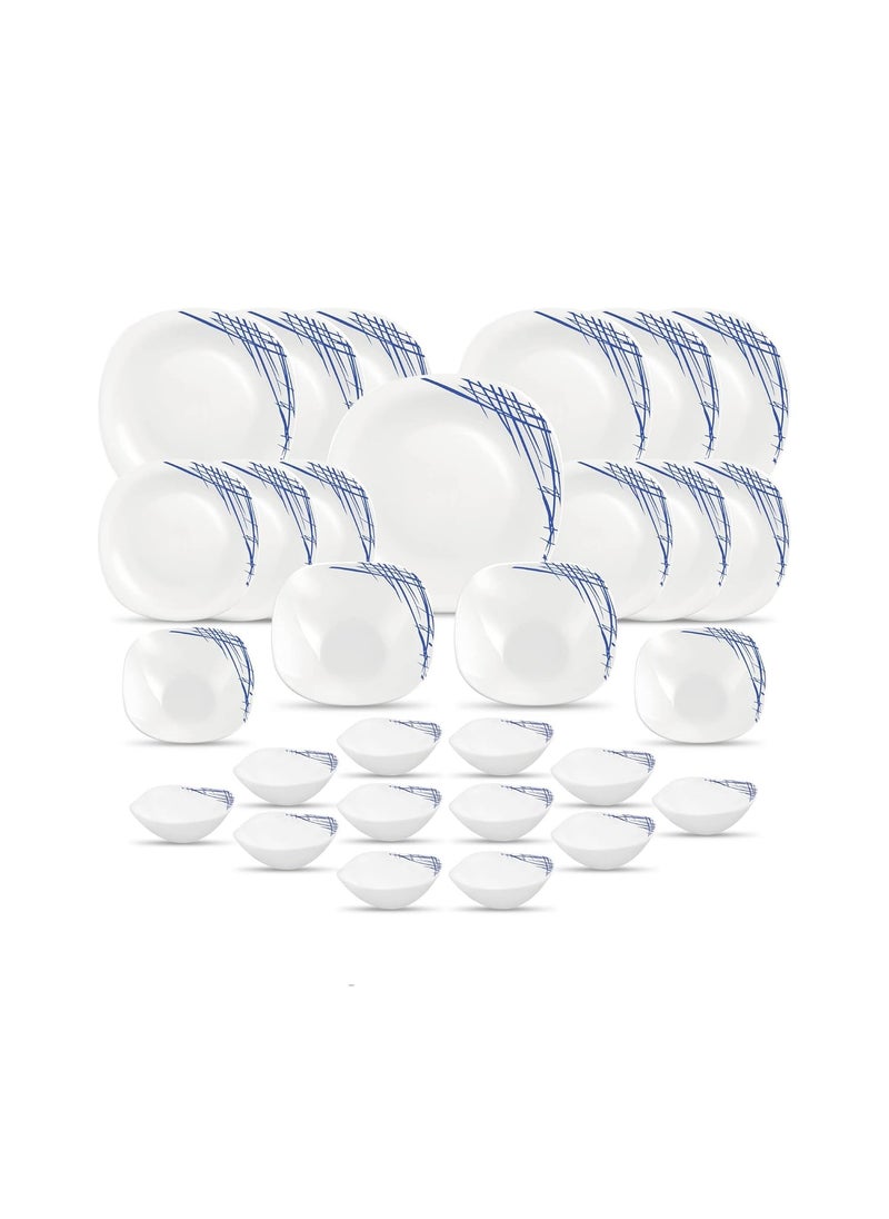 Diva La Opala, Quadra Collection, Opal Glass Floral Dinner Set 29 Pcs, Belladonna, White