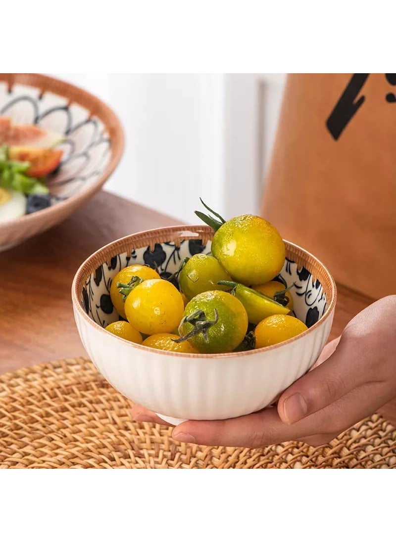 Eletree Ceramic Japanese Style Bowls Serving for Pasta,Salad,Noodle,Rice,Snack,Ice Cream,Soup,Dinner Colorful Kitchen Bowls Sets Beautiful Gift Box Packed (6 Plate+ 12 Bowl)