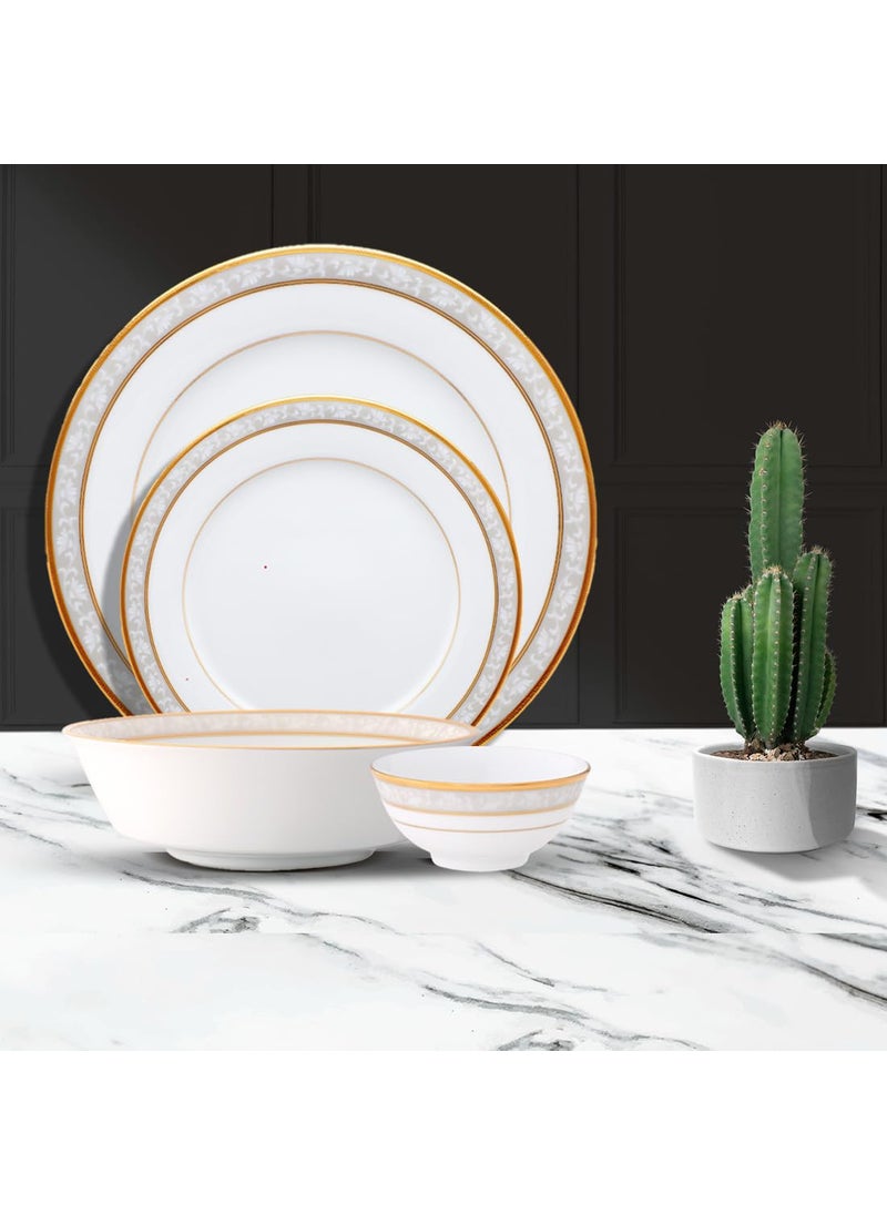 Noritake Premium Porcelain Dinner Set of 18 Pcs Luxury Dining and Tableware Set – Brunswick Gold Dinnerware Set