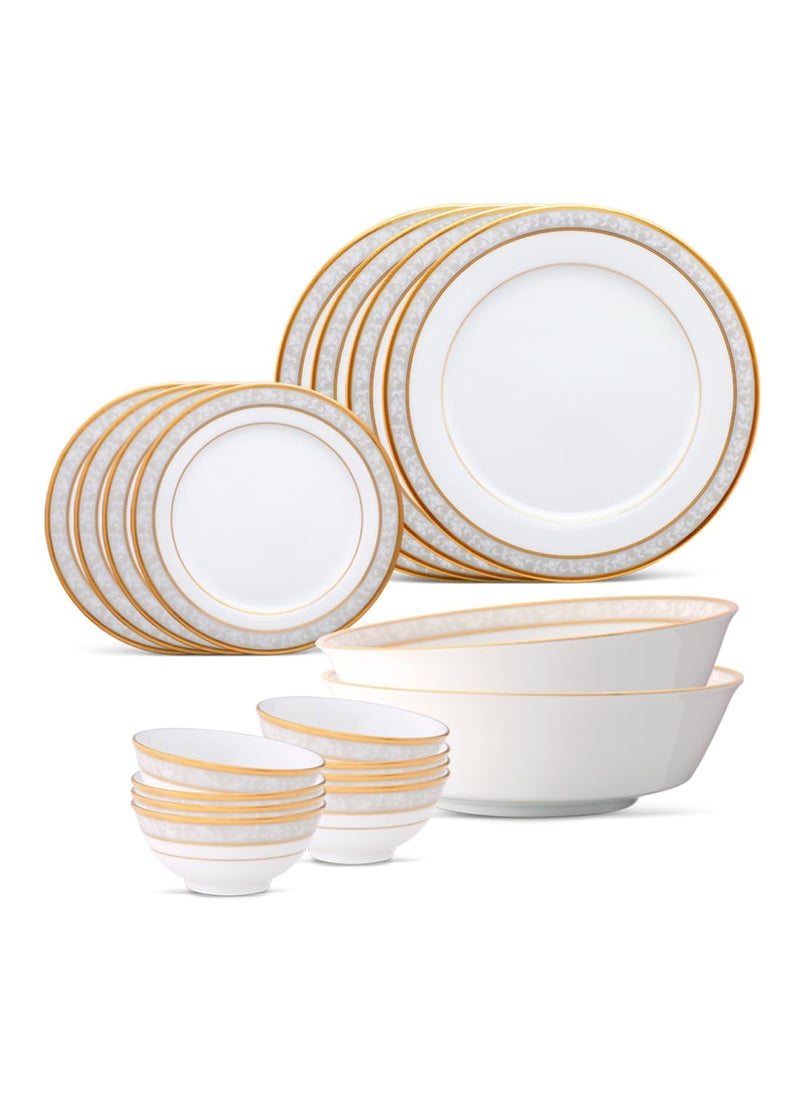 Noritake Premium Porcelain Dinner Set of 18 Pcs Luxury Dining and Tableware Set – Brunswick Gold Dinnerware Set