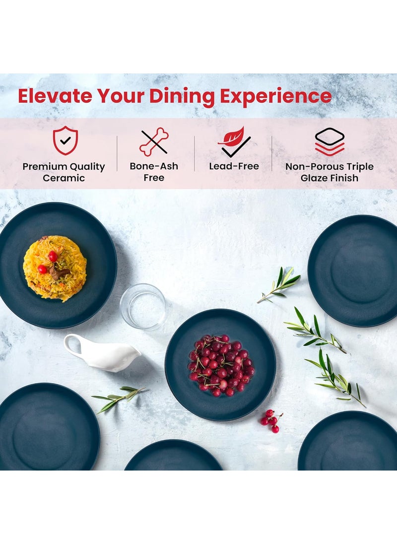 Homestic Ceramic 12 Pcs Round Unbreakable Microwave & Dishwasher Safe Dinnerware Kitchen Crockery Set | Matte Finish Dinner Sets & Kitchen Set for Home | Deep Green-Set-2T