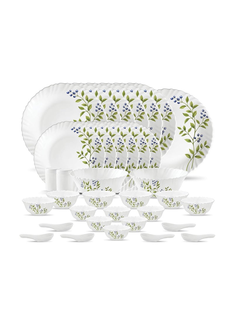 La Opala, Novo Collection, Opal Glass Dinner Set 35 pcs, Lush Greens, White
