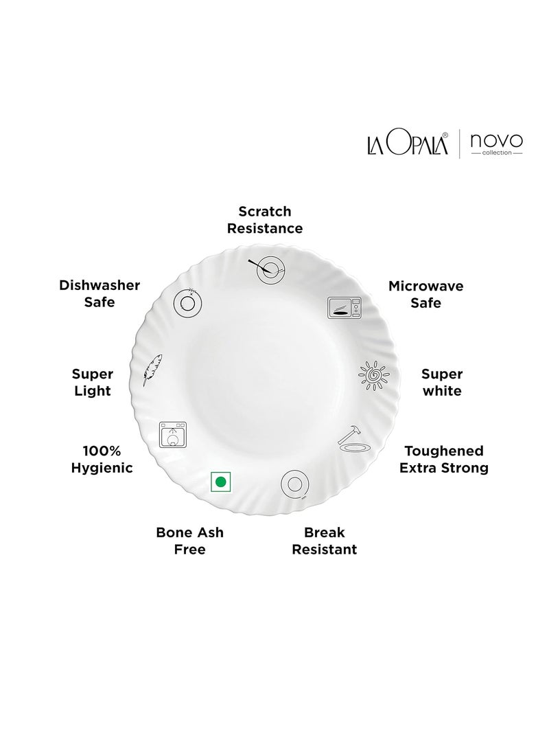 La Opala, Novo Collection, Opal Glass Dinner Set 35 pcs, Lush Greens, White