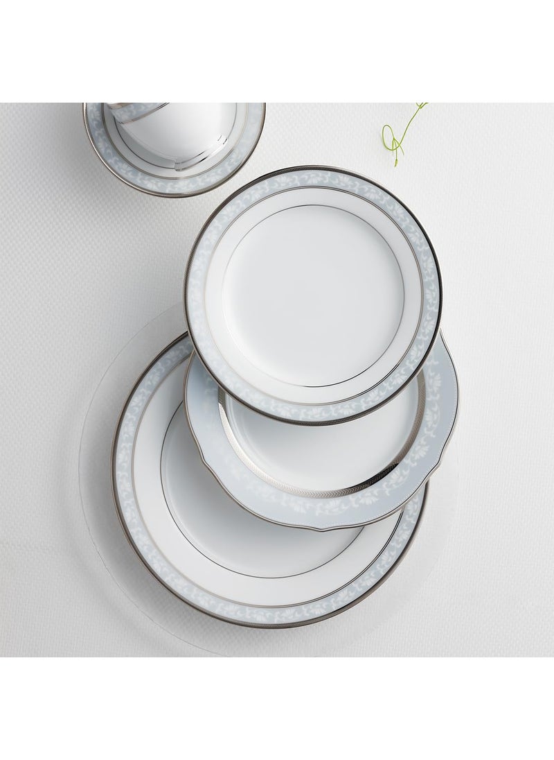 Noritake Fine Porcelain Dinner Set of 18 Pcs Luxury Dining and Tableware Set – Brunswick Platinum Dinnerware Set