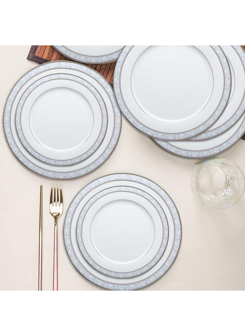 Noritake Fine Porcelain Dinner Set of 18 Pcs Luxury Dining and Tableware Set – Brunswick Platinum Dinnerware Set