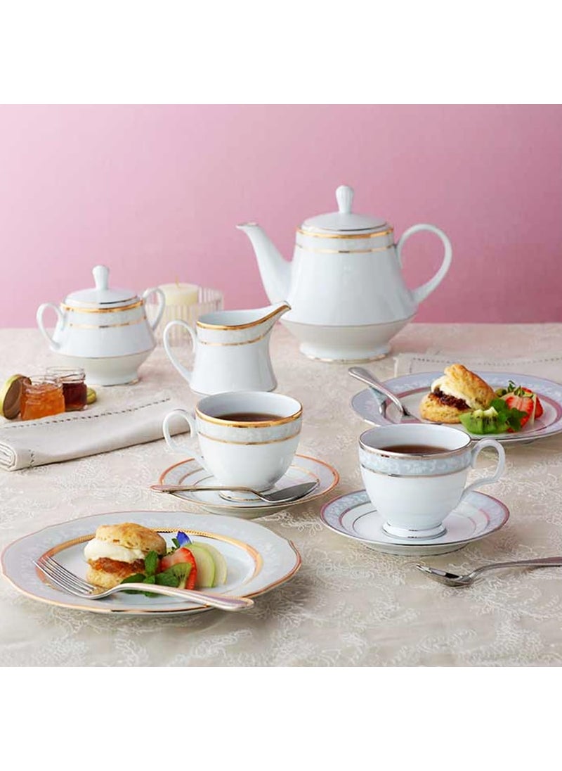 Noritake Fine Porcelain Dinner Set of 18 Pcs Luxury Dining and Tableware Set – Brunswick Platinum Dinnerware Set