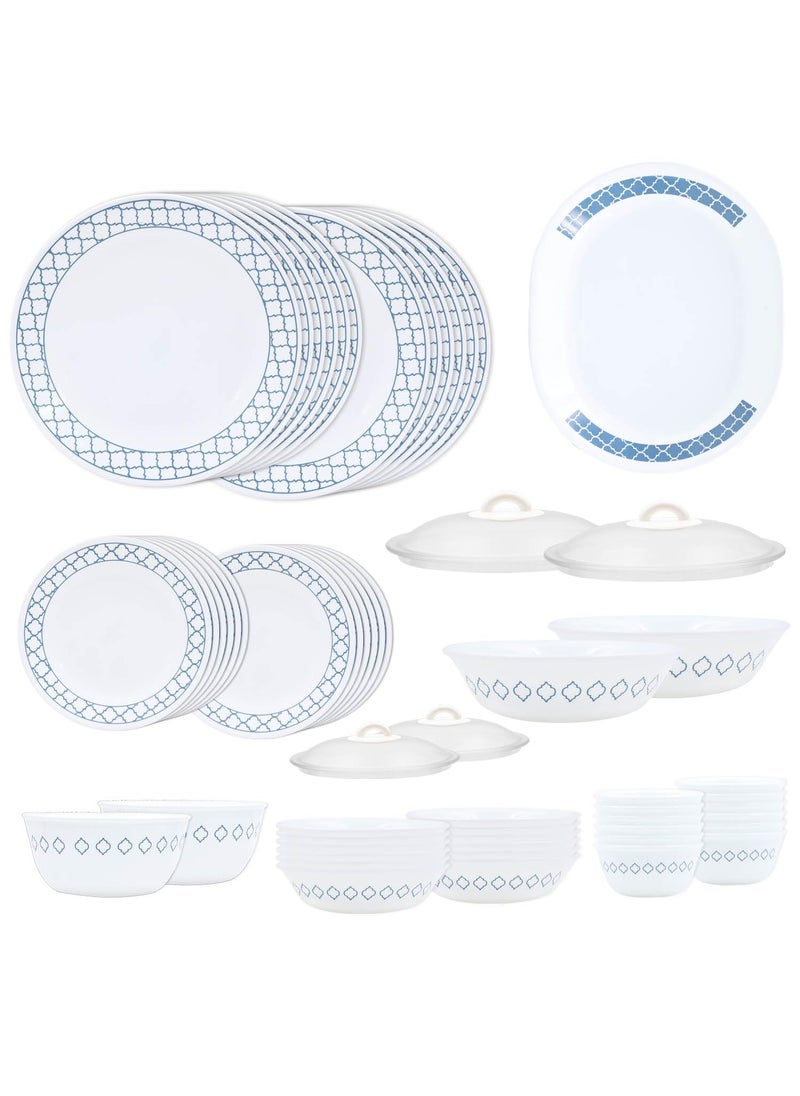 Corelle Denham Dinner Set - 57 Pcs | for Family of 12 | Break & Chip Resistant | Lightweight & Durable | Microwave & Dishwasher Safe