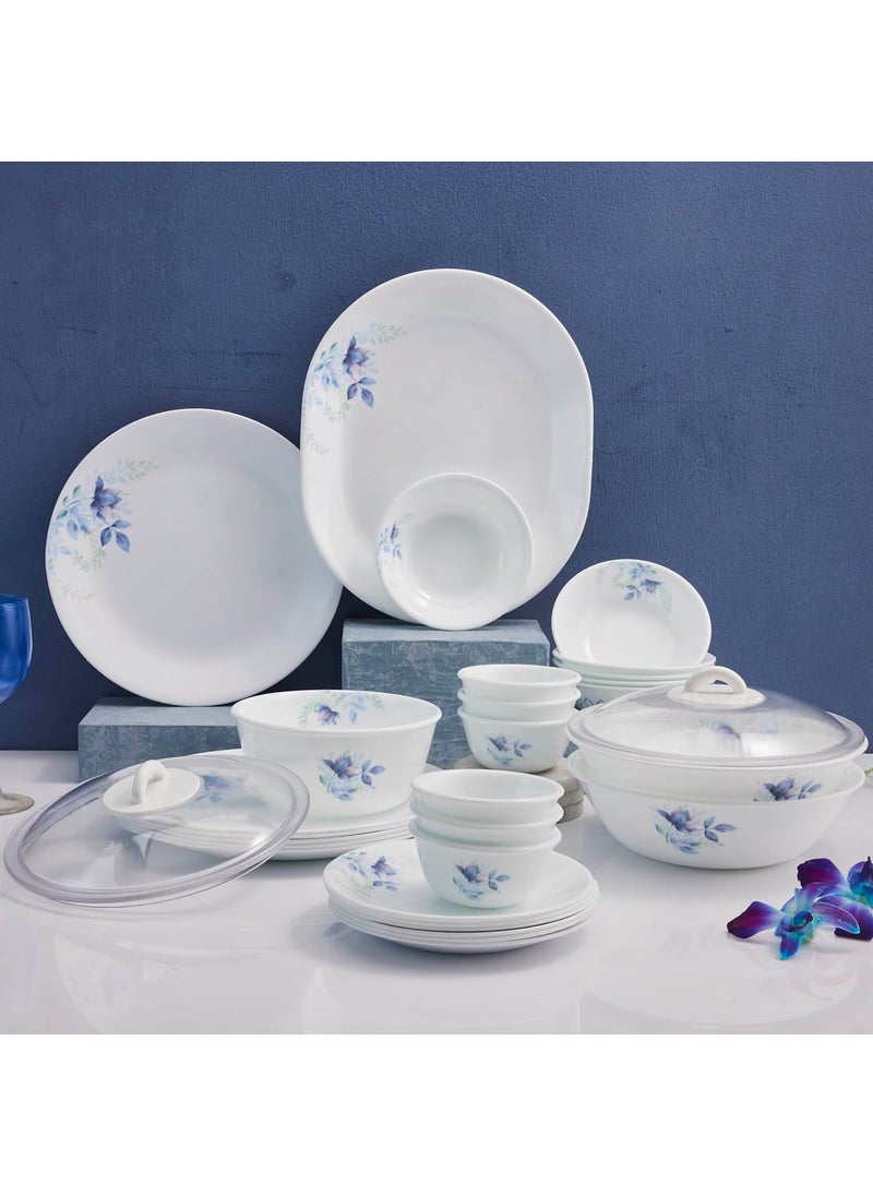 CORELLE Blue Floral Breakfast Set - 12 Pc | for Family of 6 | Break & Chip Resistant | Lightweight & Durable | Microwave & Dishwasher Safe