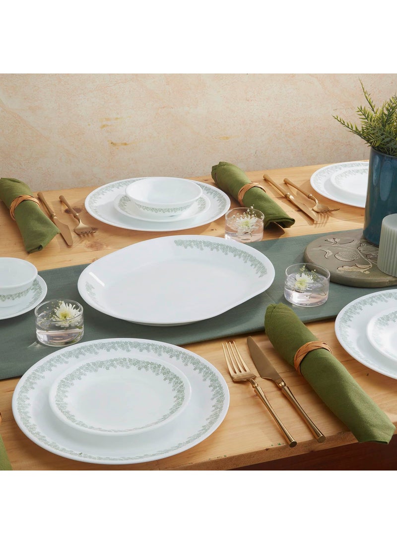 CORELLE Spring Blossom Mint - 4 Pcs Bachelor Set (VDB) | for Family of 2| Break & Chip Resistant | Lightweight & Durable | Microwave & Dishwasher Safe