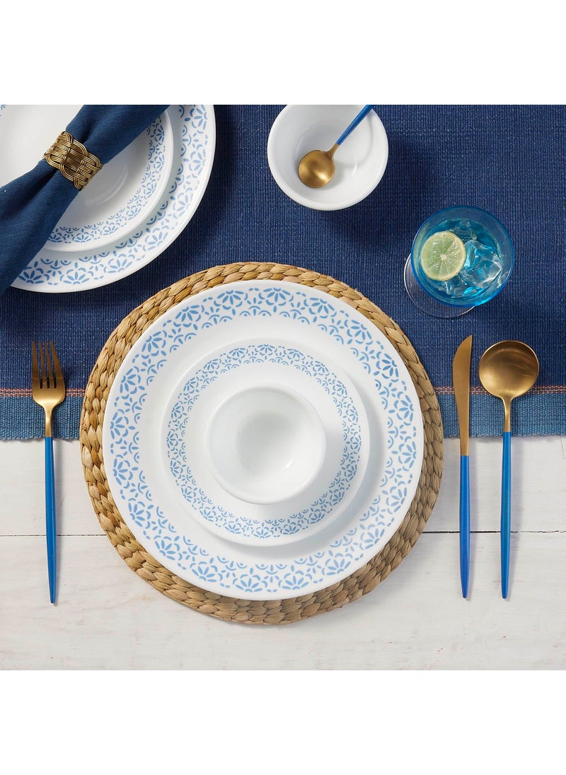 Corelle Skyline Bay Garden - 4 Pcs Bachelor Set (K) | for Family of 2| Break & Chip Resistant | Lightweight & Durable | Microwave & Dishwasher Safe