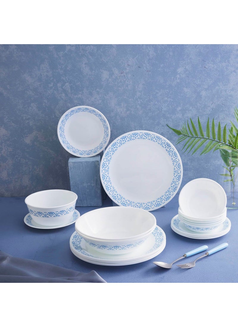 Corelle Skyline Bay Garden - 4 Pcs Bachelor Set (VDB) | for Family of 2| Break & Chip Resistant | Lightweight & Durable | Microwave & Dishwasher Safe