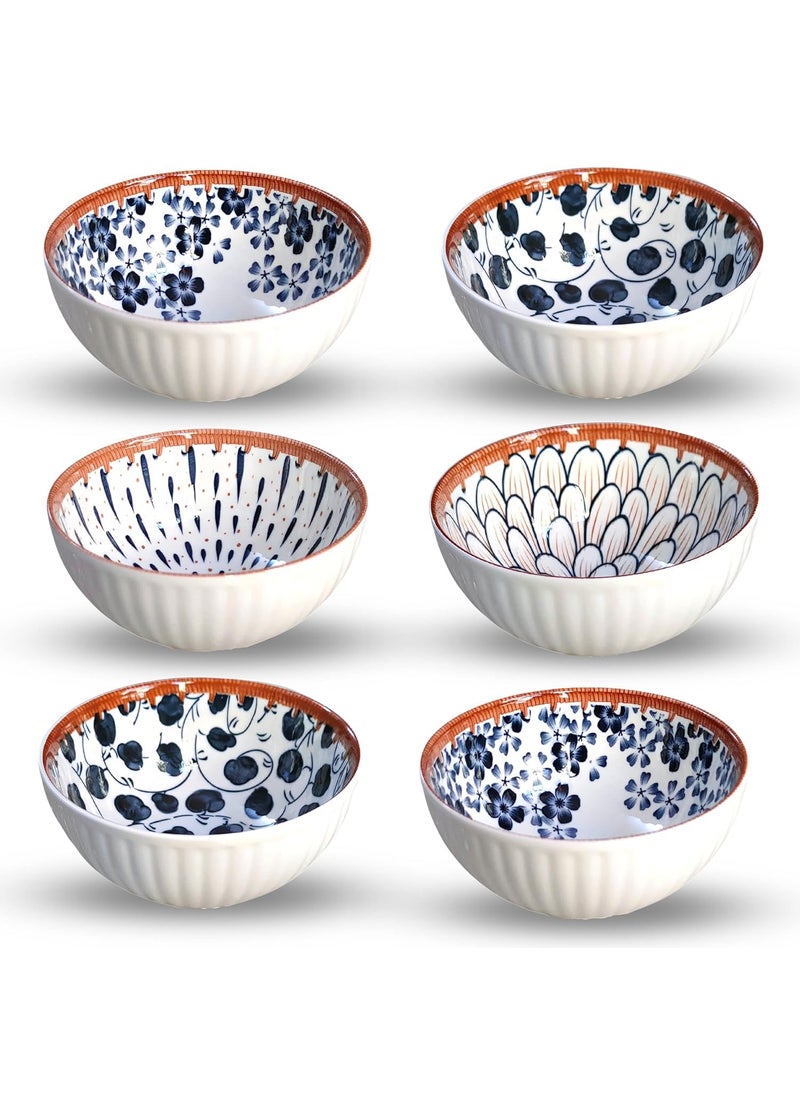Eletree Beautiful Gift Box Packed Ceramic Floral Dinner Set Japanese Style,Apply to Soup,Dessert,Pasta,Salad Set Ramen Dinnerware Set,Quality Porcelain Plates with Chopstick (Bowl f 6)