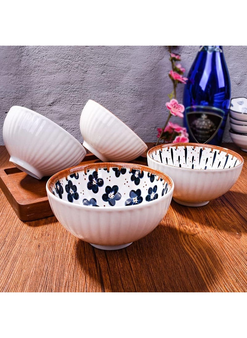 Eletree Beautiful Gift Box Packed Ceramic Floral Dinner Set Japanese Style,Apply to Soup,Dessert,Pasta,Salad Set Ramen Dinnerware Set,Quality Porcelain Plates with Chopstick (Bowl f 6)
