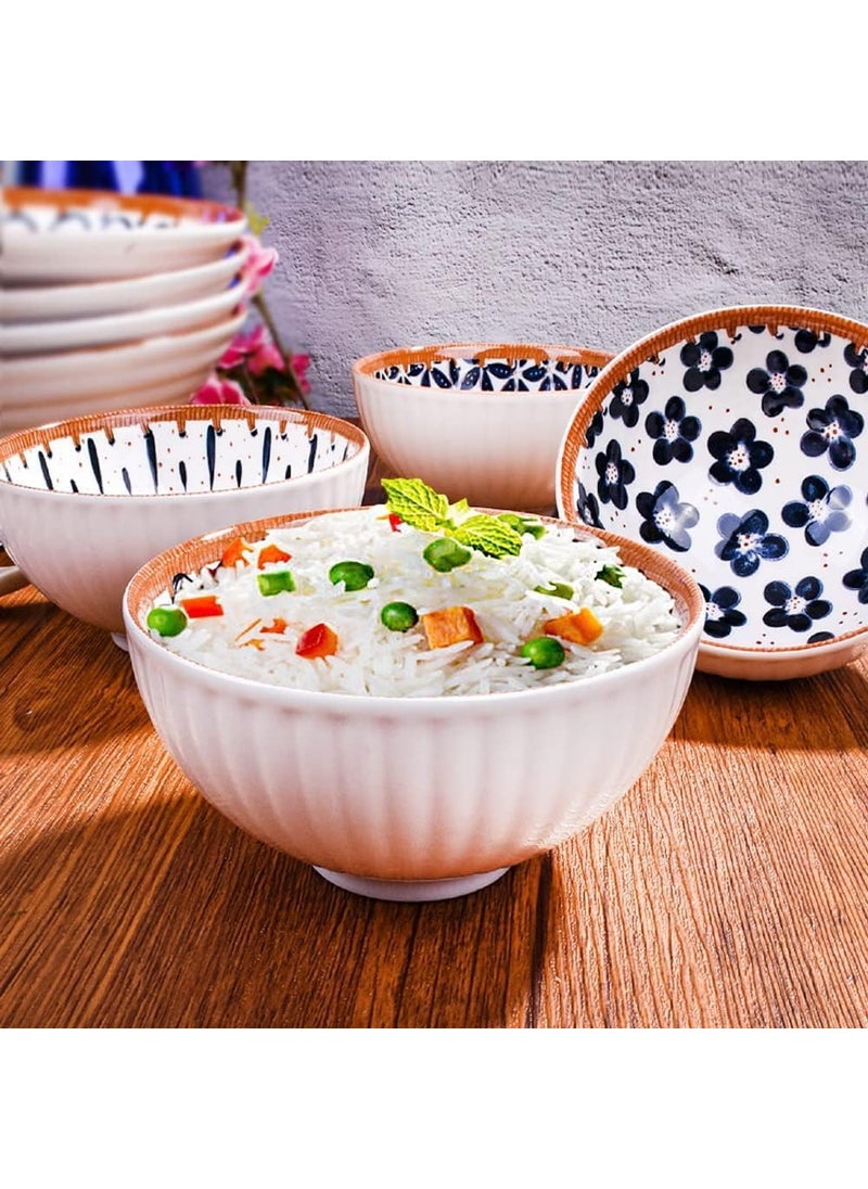 Eletree Beautiful Gift Box Packed Ceramic Floral Dinner Set Japanese Style,Apply to Soup,Dessert,Pasta,Salad Set Ramen Dinnerware Set,Quality Porcelain Plates with Chopstick (Bowl f 6)