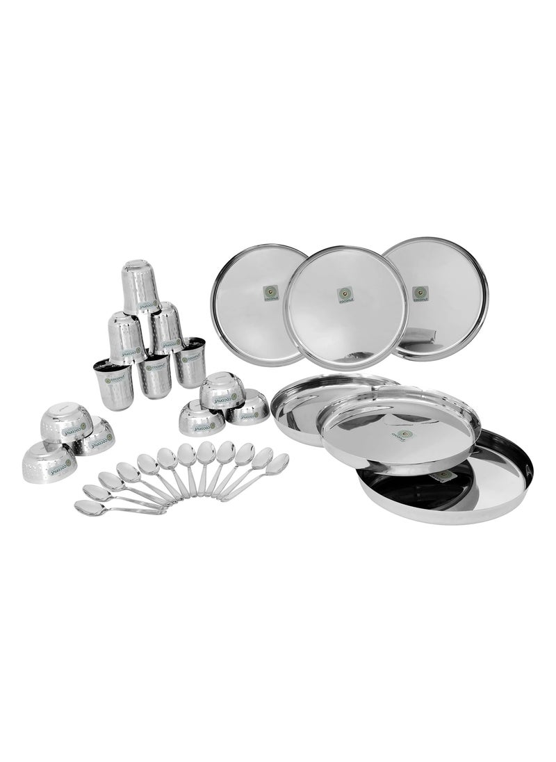 Coconut Stainless Steel (Heavy Guage) Delight Dinner Set/Dinnerware & Serveware - 30 Piece