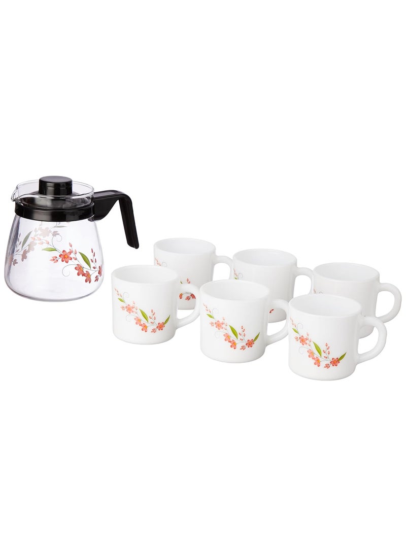Cello Dazzle Creeper Opalware Coffee Set of 7, White