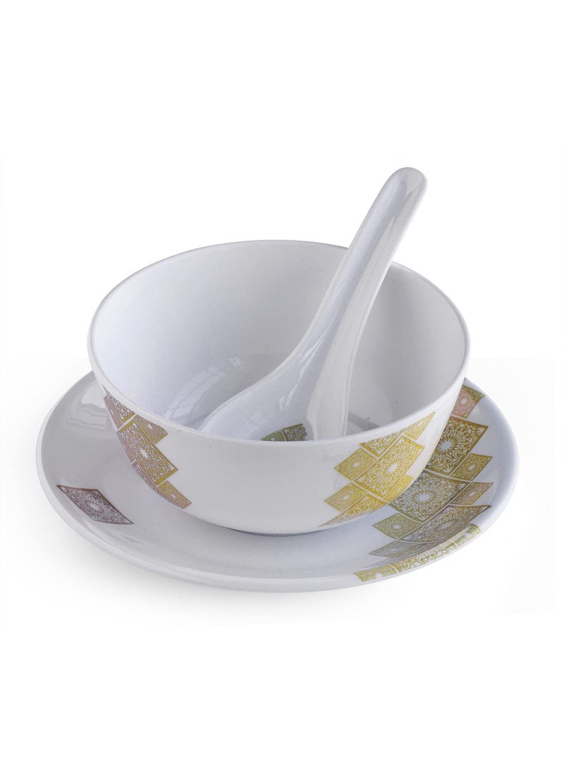 Superware | Food Grade Melamine | Soup Set – Golddeko (18 pcs.) | Dinnerware, Tableware, Stain Free, Glazed Finish
