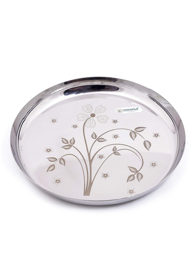 Coconut Stainless Steel Heavy Guage Laser Apple Plates Round Dinner Plates - 6 Pcs Set