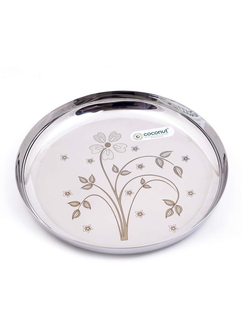 Coconut Stainless Steel Heavy Guage Laser Apple Plates Round Dinner Plates - 6 Pcs Set
